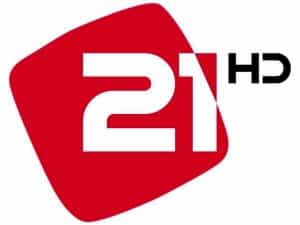 The logo of 21 TV